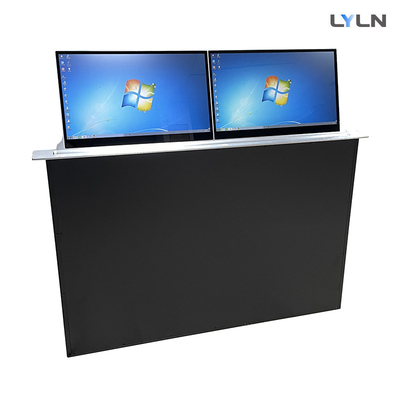 Motorized Retractable Computer Monitor Side By Side LYLN AMX Crestron Compatible