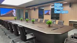 Μηχανοκίνητη αναδιπλούμενη οθόνη LYLN ενσωματωμένη με σύστημα συνεδρίων ποιότητας